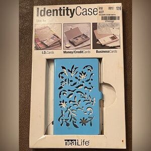 New Baby Blue Etched Metal Identity/Business Card Case